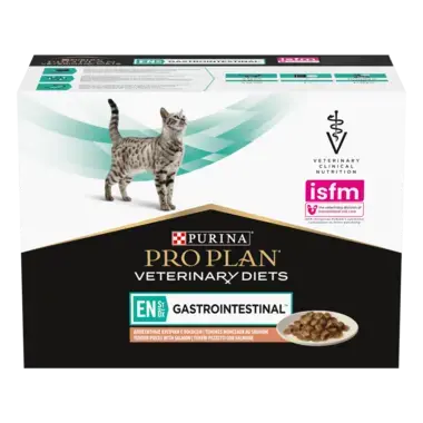 PURINA® PRO PLAN® VETERINARY DIETS EN St/Ox Gastrointestinal™ konservētā kaķu barība ar laša gabaliņiem mērcē, 85 g