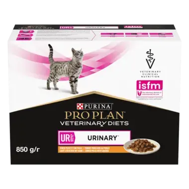 PURINA® PRO PLAN® VETERINARY DIETS UR St/Ox Urinary™ konservētā kaķu barība ar vistas gaļas gabaliņiem mērcē, 85 g