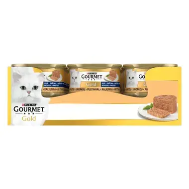 GOURMET® GOLD MOUSSE konservi kaķiem, pastēte ar tītara gaļu, 85g