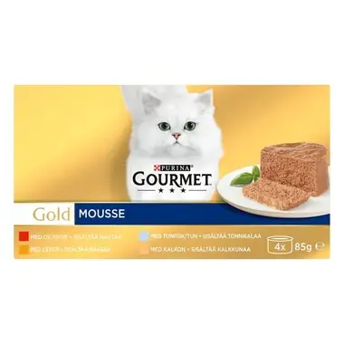 PURINA GOURMET® GOLD MOUSSE konservi kaķiem, pastēte ar liellopa gaļu, 85 g